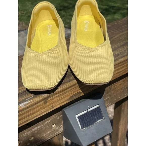 Vivaia Samantha Yellow Square Toe Classic Office Loafers Comfort Shoe 36 US6 - Picture 3 of 16
